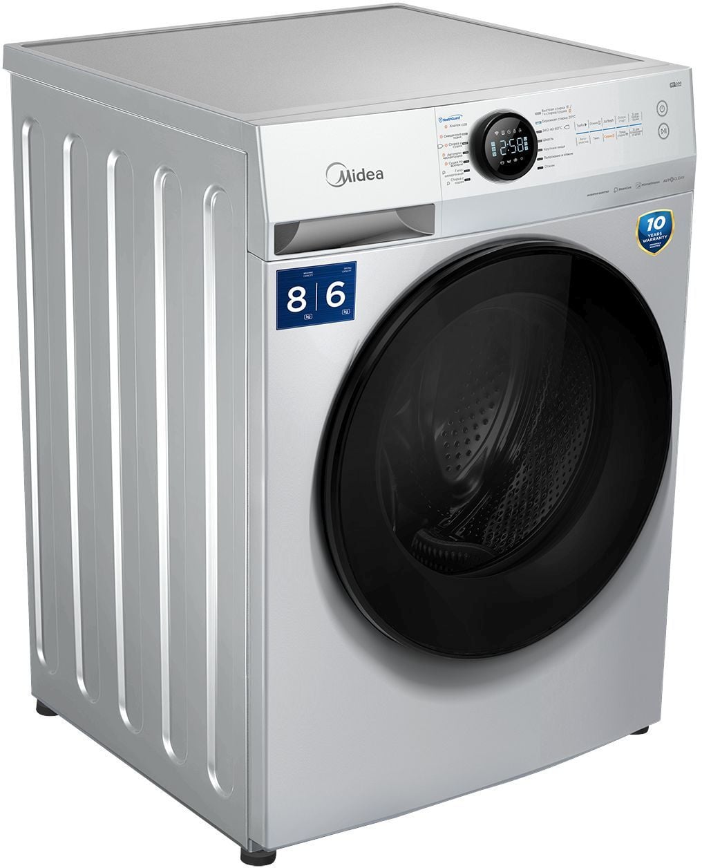 Стиральная машина Midea MF200D80WBS/W-RU класс: A загр.фронтальная макс.:8кг (с сушкой) белый инвертор