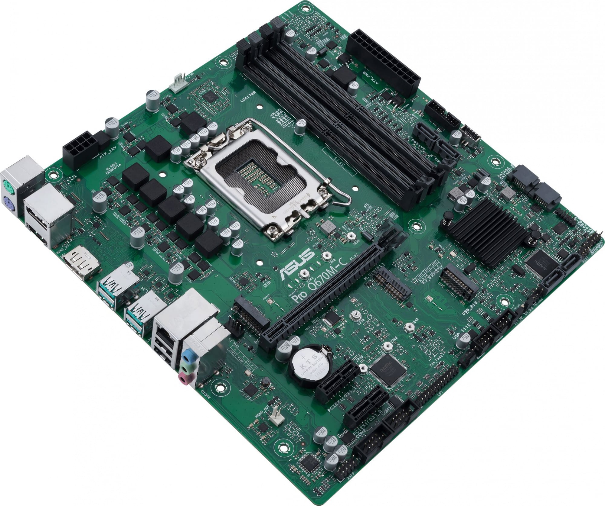 Материнская плата Asus - PRO Q670M-C-CSM, mATX, Intel Q670, 1xLGA 1700, 4xDDR5 до 128ГБ, 1x1GbE, audio, M.2, HDMI, DP, 2xPS/2, 6xSATA, 2xUSB2.0, 4xUSB3.2, PRO Q670M-C-CSM