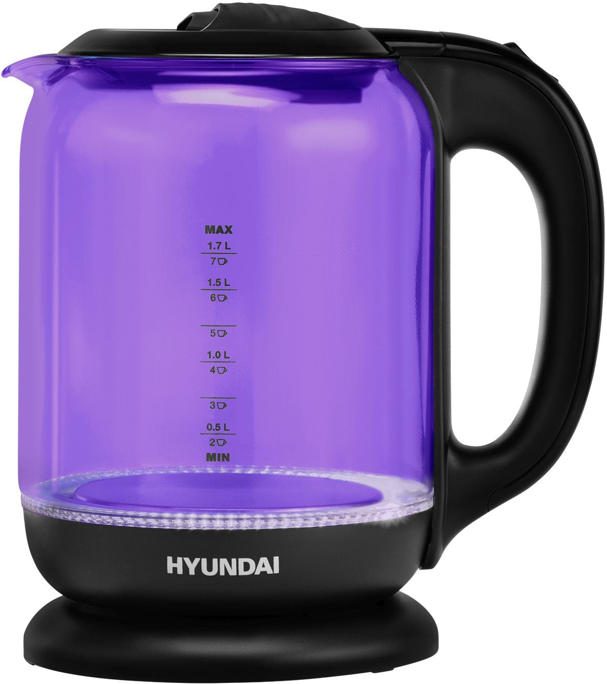 Чайник электрический Hyundai HYK-G5809 1.8 л, 2200 Вт, фиолетовый/черный (корпус: стекло)