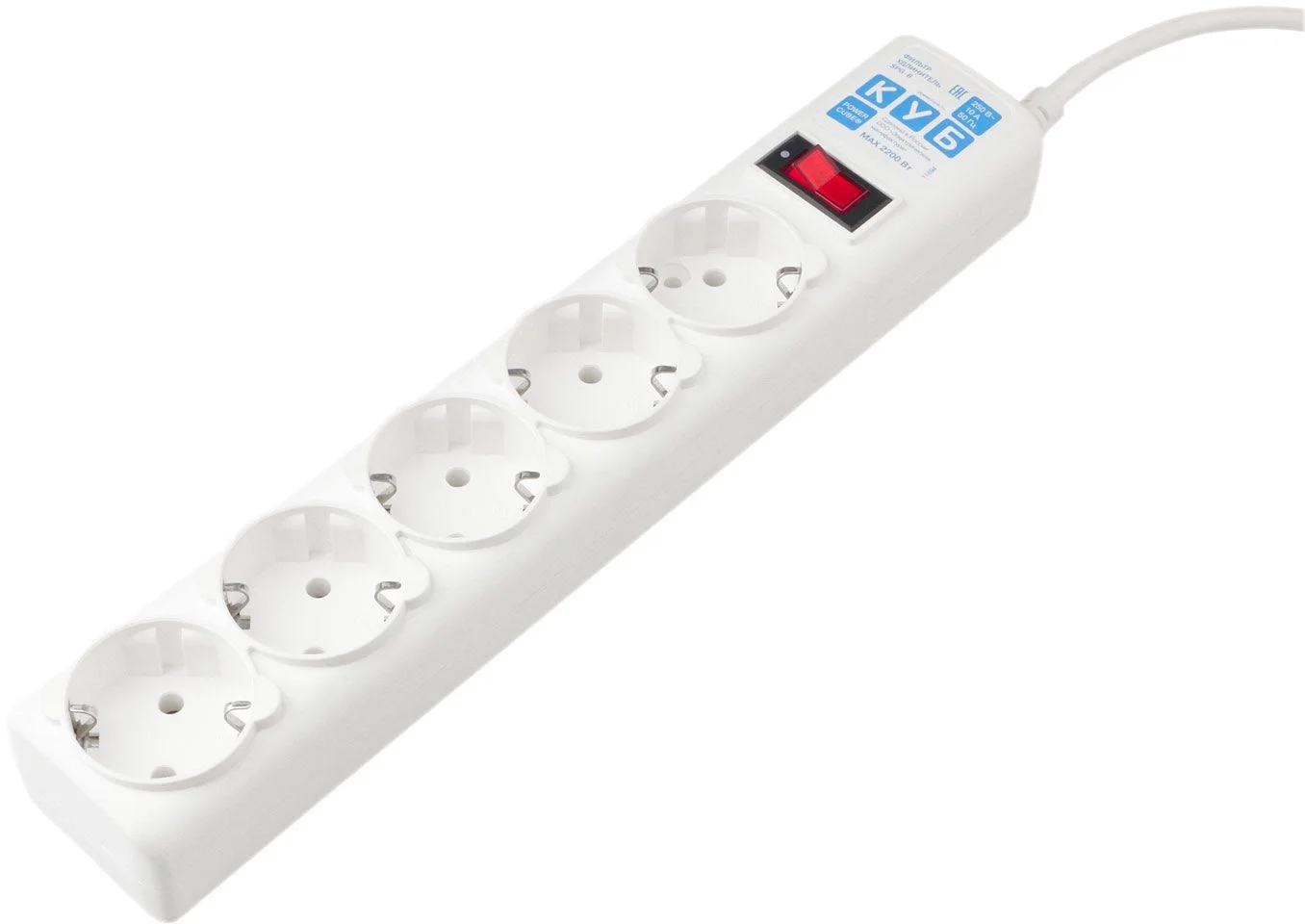 Сетевой фильтр PowerCube SPG-B-10-WHITE, 5 розеток, 3м, 10А