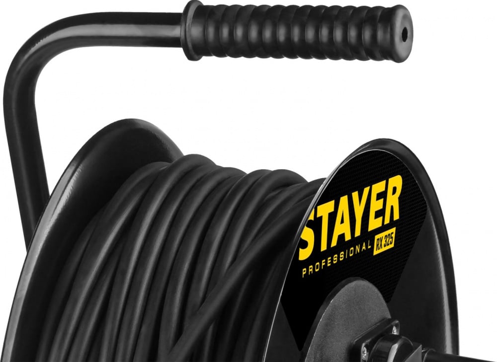 Силовой удлинитель на стальной катушке STAYER PRO-325, КГ, 3 х 2.5 мм2, 50 м, 4000 Вт, IP44 (55076-50)