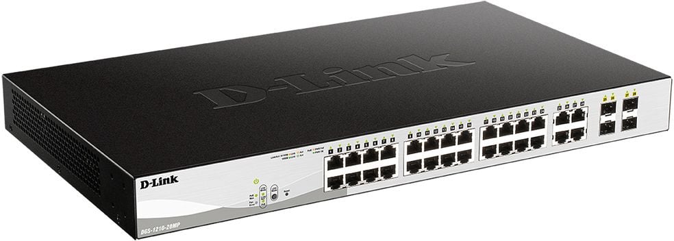 Коммутатор D-Link DGS-1210-28MP/FL1A Управляемый L2 коммутатор с 24 портами 10/100/1000Base-T и 4 комбо-портами 100/1000Base-T/SFP (24 порта PoE 802.3af/at, РоЕ-бюджет 370 Вт), RTL {3}
