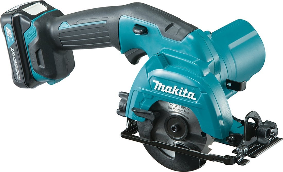 Makita HS301DWAE Пила дисковая аккумуляторная [HS301DWAE] {10.8В,2х2Ач Li-ion(слайдер),1500об\м,диск-ф85мм,рез-25.5мм,1.6кг,чем}