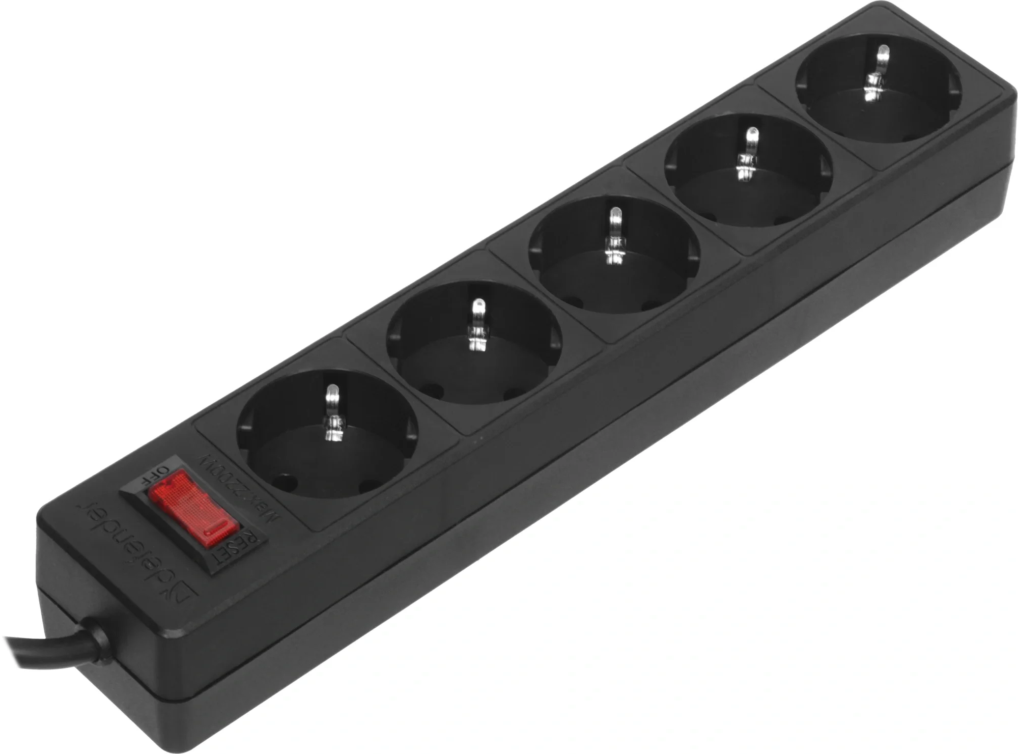 Сетевой фильтр Defender ES 3 3 м, черный, 5 розеток/ Surge Protector Defender ES 3 3m, black, 5 outlets