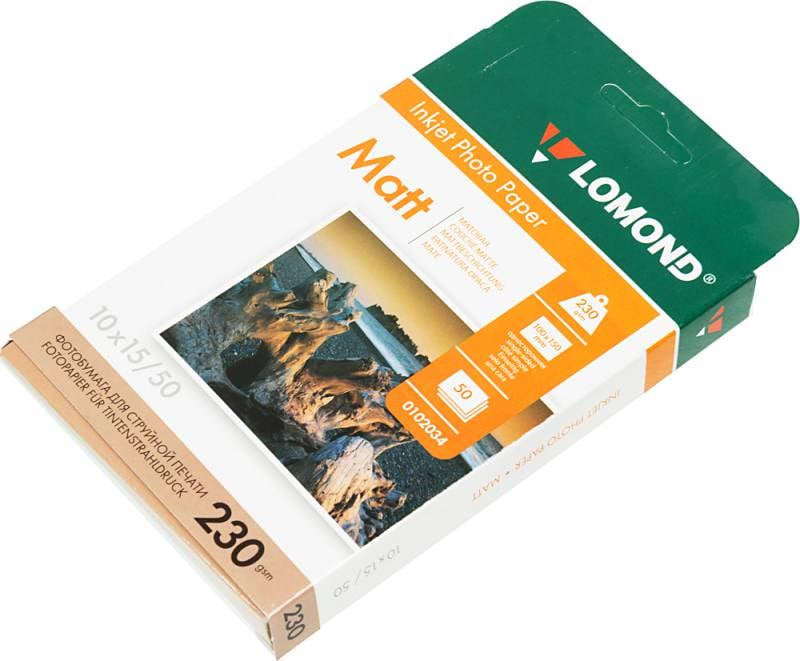 Фотобумага LOMOND Односторонняя Матовая, 230г/м2 A6 (10х15см) 230г/ 50л. для струйной печати. [0102034]