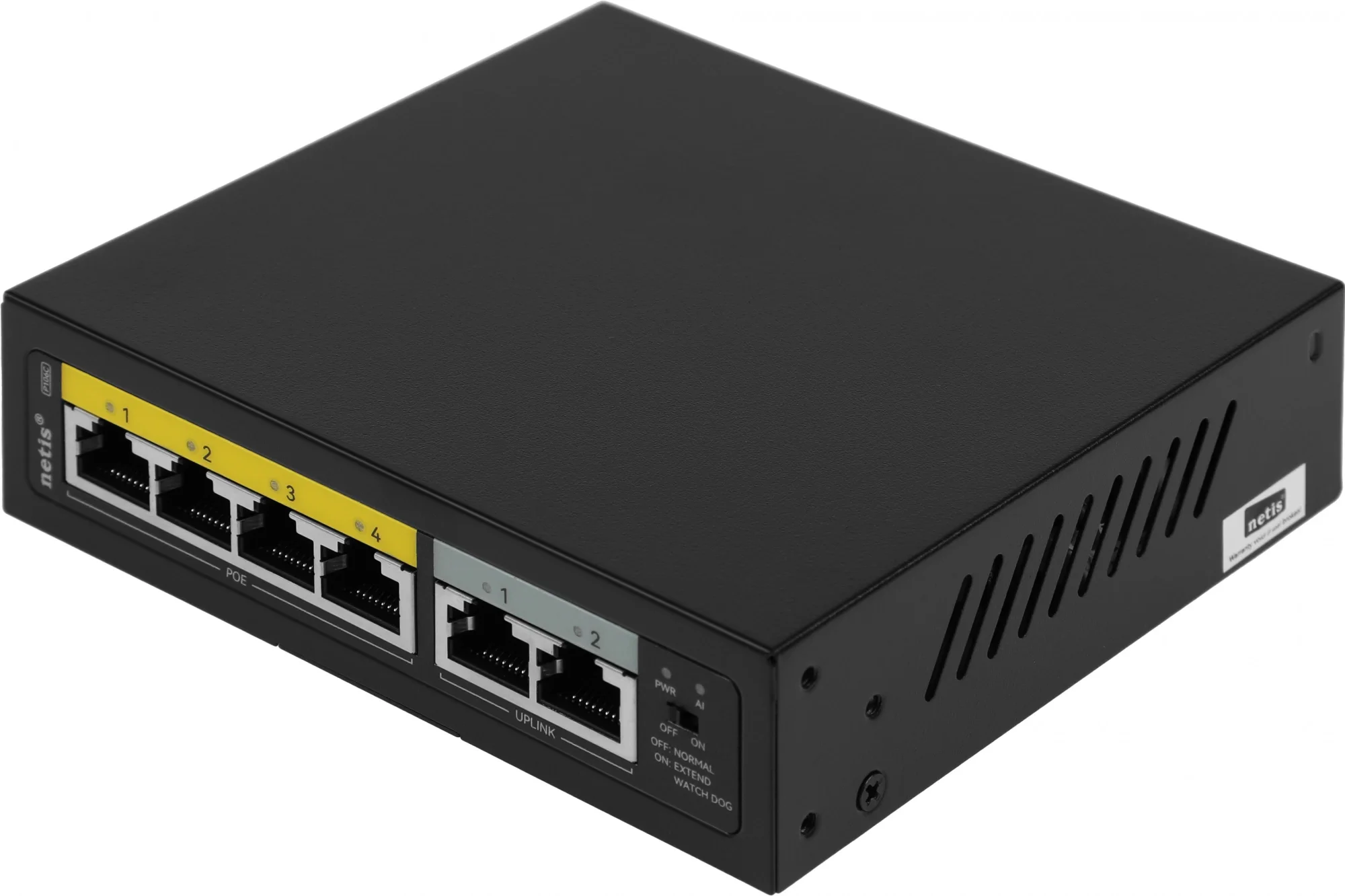 Netis P106C Коммутатор неуправляемый PoE, 6 портов, 4x100 Мбит/с, PoE+ 4х30 Вт (до 60Вт), uplink RJ45 2x100 Мбит/с
