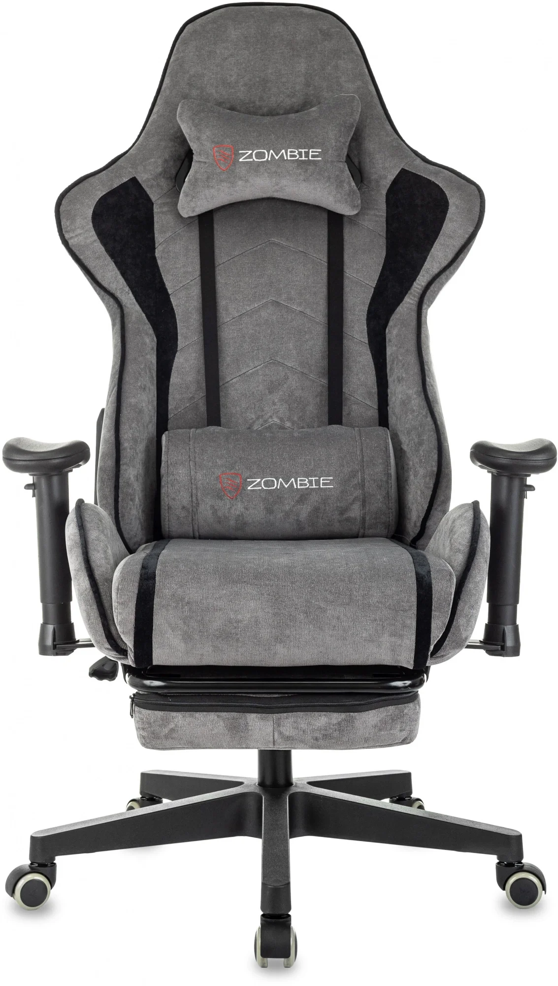Кресло игровое Zombie Drift/F серый/черный крестов. пластик подст.для ног