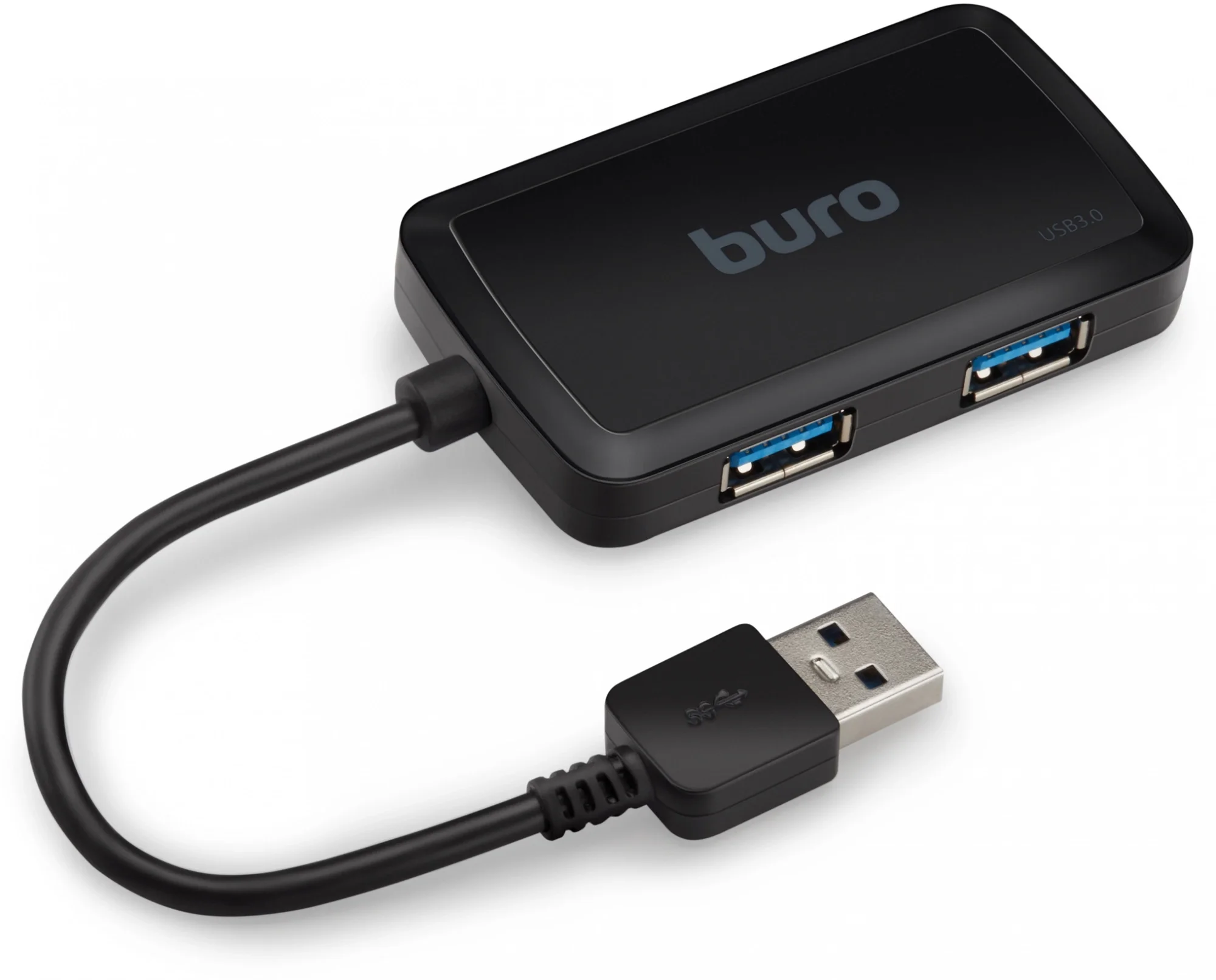 <079786> Концентратор USB-A - 4-port USB3.0, BURO BU-HUB4-U3.0-S, черный [BU-HUB4-U3.0-S]