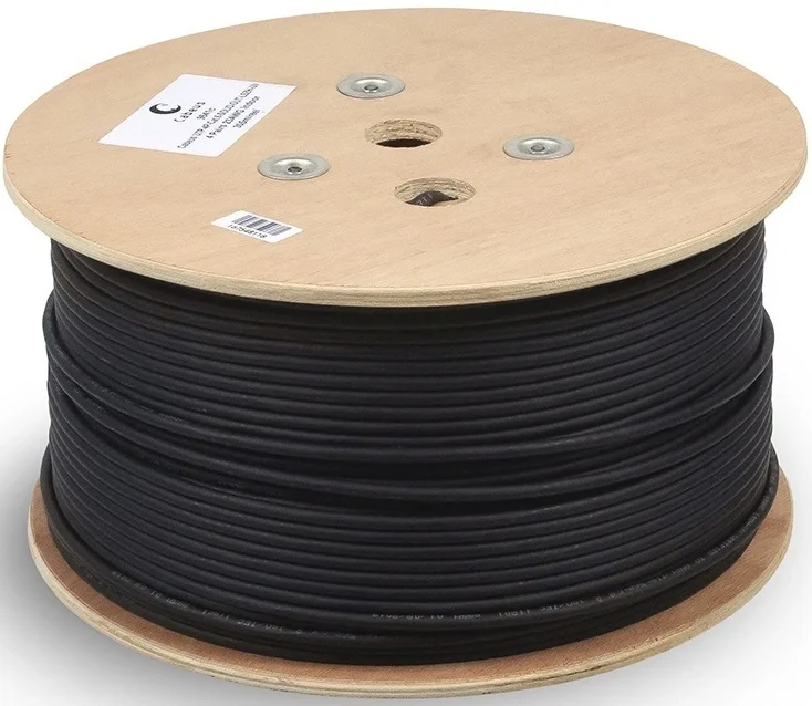 Cabeus STP-4P-Cat.6a-SOLID-OUT-LSZH-UV Кабель витая пара экранированная STP (U/FTP), категория 6a (10GBE), 4 пары, (23 AWG), одножильный (solid), экран - фольга, для внутренней и внешней прокладки, каждая пара в экране (фольга), LSZH-UV (305 м)