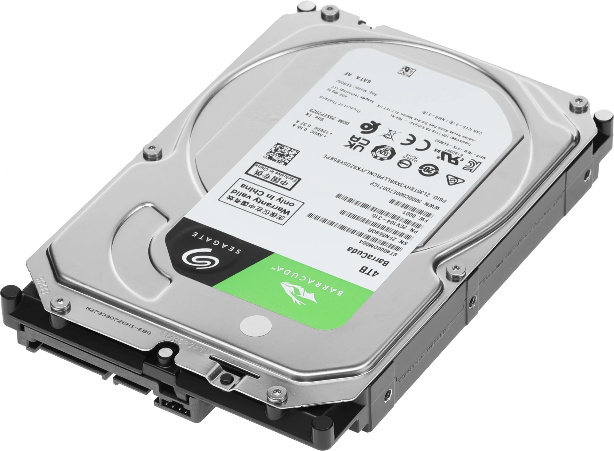 Жесткий диск Seagate Barracuda HDD 3.5" SATA 4Tb, 5400 rpm, 256Mb buffer, 512e/4kn, SMR, ST4000DM004, 1 year, (analog ST4000DM005)