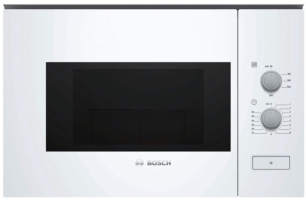 Встраиваемая микроволновая печь Bosch BFL 520MW0 белый, 20 л, 800 Вт, переключатели - поворотный механизм