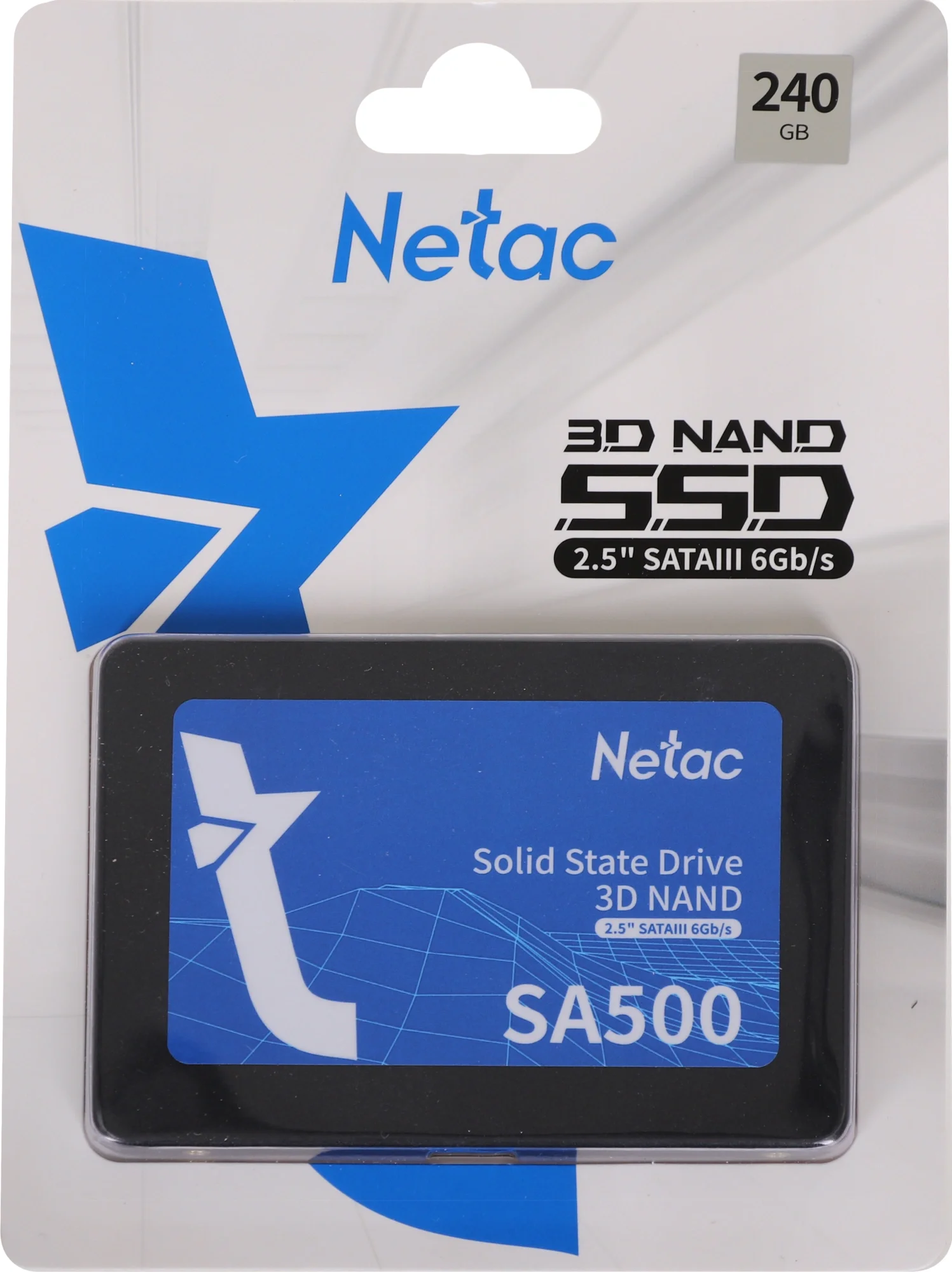 Диск SSD Netac - SA500, для ноутбука, 2.5", 240 ГБ, SATA, 6 Гб/с, speed write-450МБ/с read-520МБ/с, NT01SA500-240-S3X