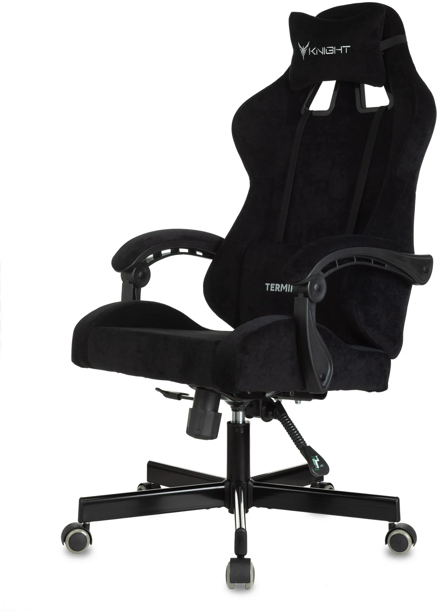 Кресло игровое Knight Terminator черный Light-20 с подголов. крестов. металл