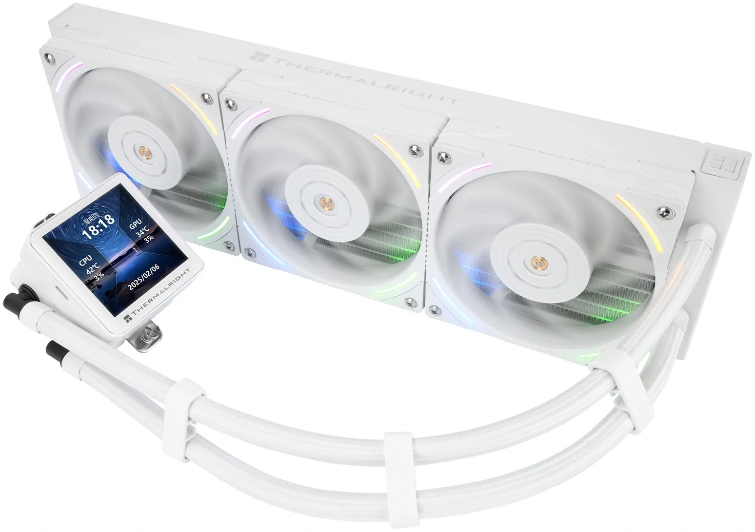 Система жидкостного охлаждения Thermalright Frozen Vision 360 V2 ARGB Soc-AM5/AM4/1200/1700/1851 белый 4-pin 28dB Al LCD Ret (F-VISION-360-WH-ARGB-V2)