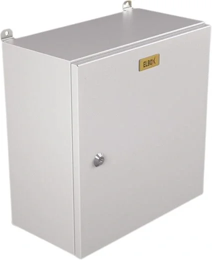 Шкаф электротехнический Elbox EMW-400.400.150-1-IP66 монтаж.пан. одноствор. настенный 400мм 400мм 150мм 135мм IP66 IK10 несъемн.бок.пан. 50кг серый металл уличный всепогодный антиванадальный