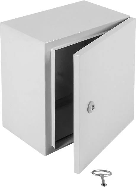 Шкаф электротехнический Elbox EMW-400.400.150-1-IP66 монтаж.пан. одноствор. настенный 400мм 400мм 150мм 135мм IP66 IK10 несъемн.бок.пан. 50кг серый металл уличный всепогодный антиванадальный