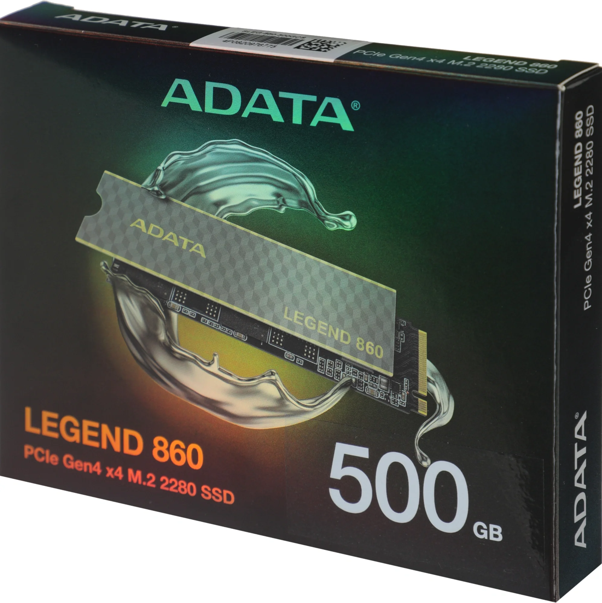 Твердотельный накопитель/ ADATA SSD LEGEND 860, 500GB, M.2(22x80mm), NVMe 1.4, PCIe Gen 4x4, 3D NAND, R/W 5000/3000MB/s, IOPs н.д./н.д., TBW 160, DWPD 0.2 (5 лет)