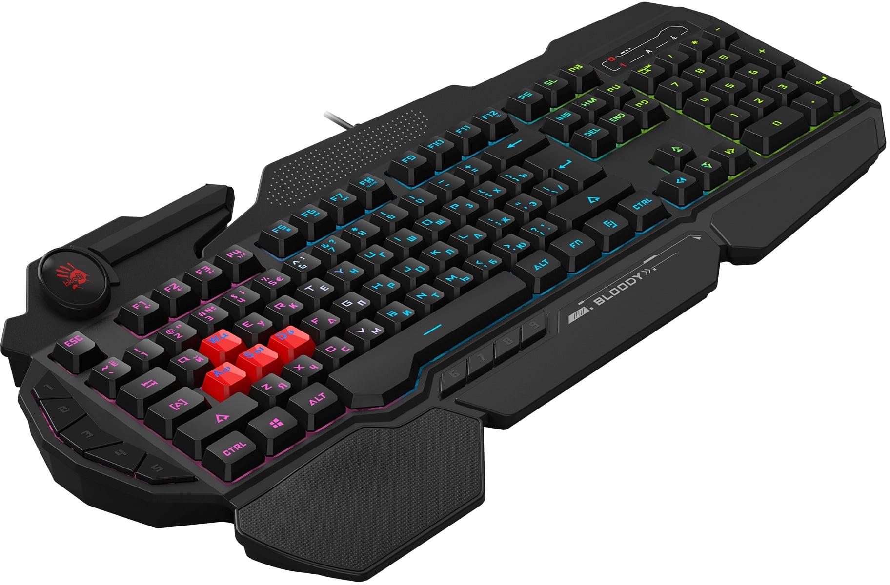 Клавиатура A4Tech B314 черный USB Multimedia for gamer LED (подставка для запястий) кабель 1.8м