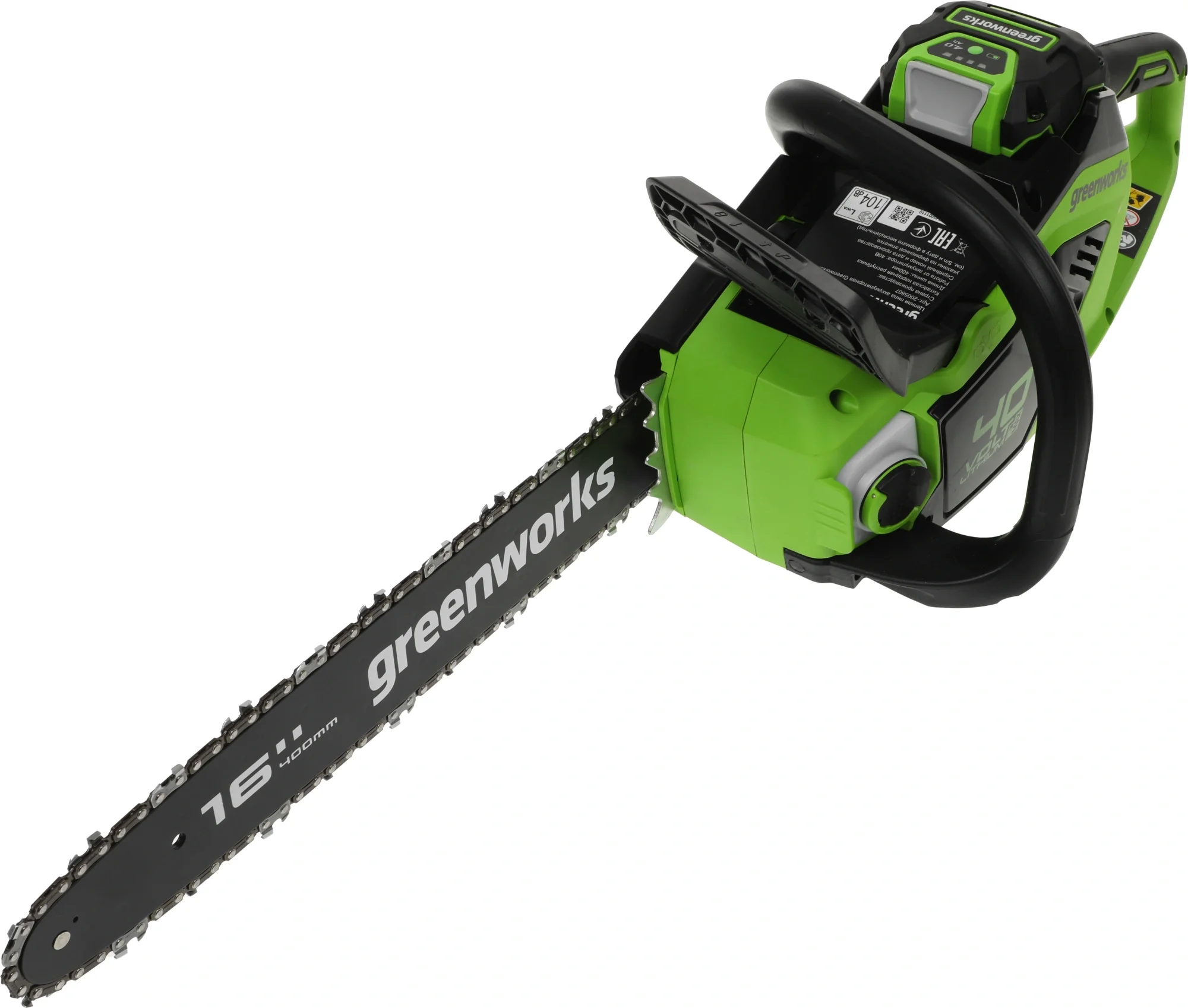 Пила цепная Greenworks GD40CS18K4 2005807UB, аккумуляторная, 40V, 40 см, с АКБ 4Ач и ЗУ