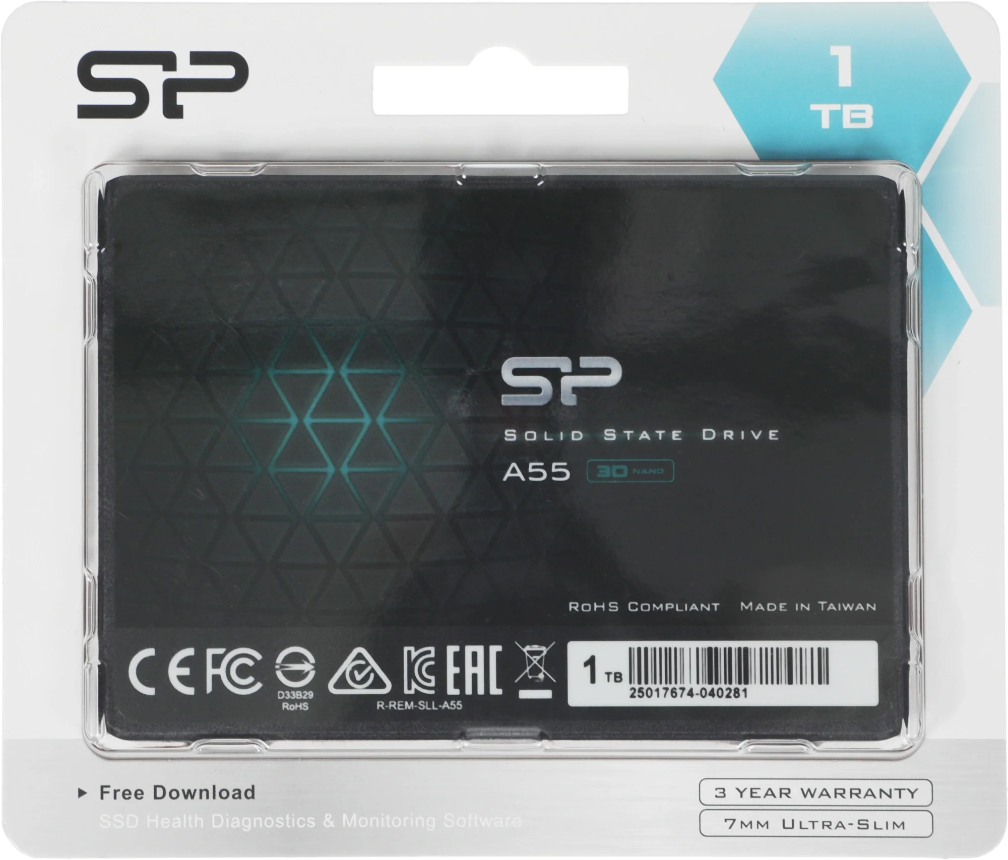 Накопитель SSD накопитель Silicon Power Ace - A55 1TB SSD SATAIII (3D NAND) 3D NAND, SLC Cache, 7mm 2.5'' Blue - Max 560/530 MB/s - Full Capacity, EAN: 4712702659139