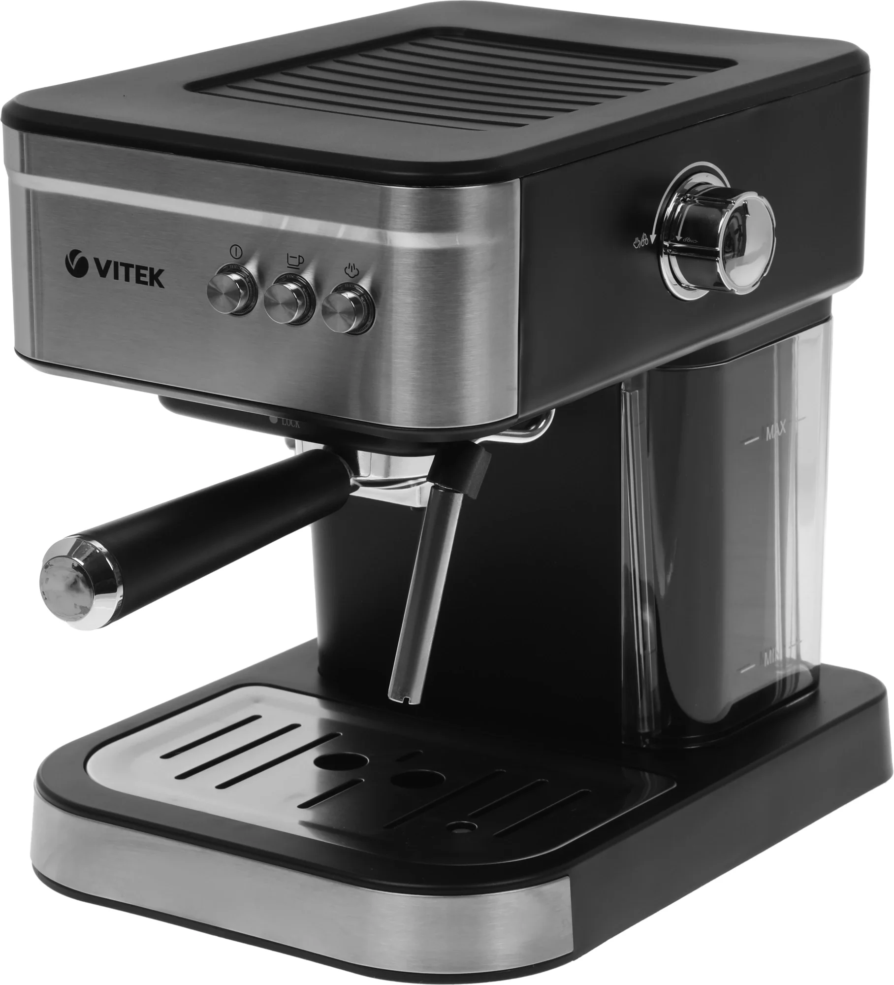 Кофеварка рожковая Vitek VT-8468 черный/стальной 1.2 л 1000Вт 15 бар