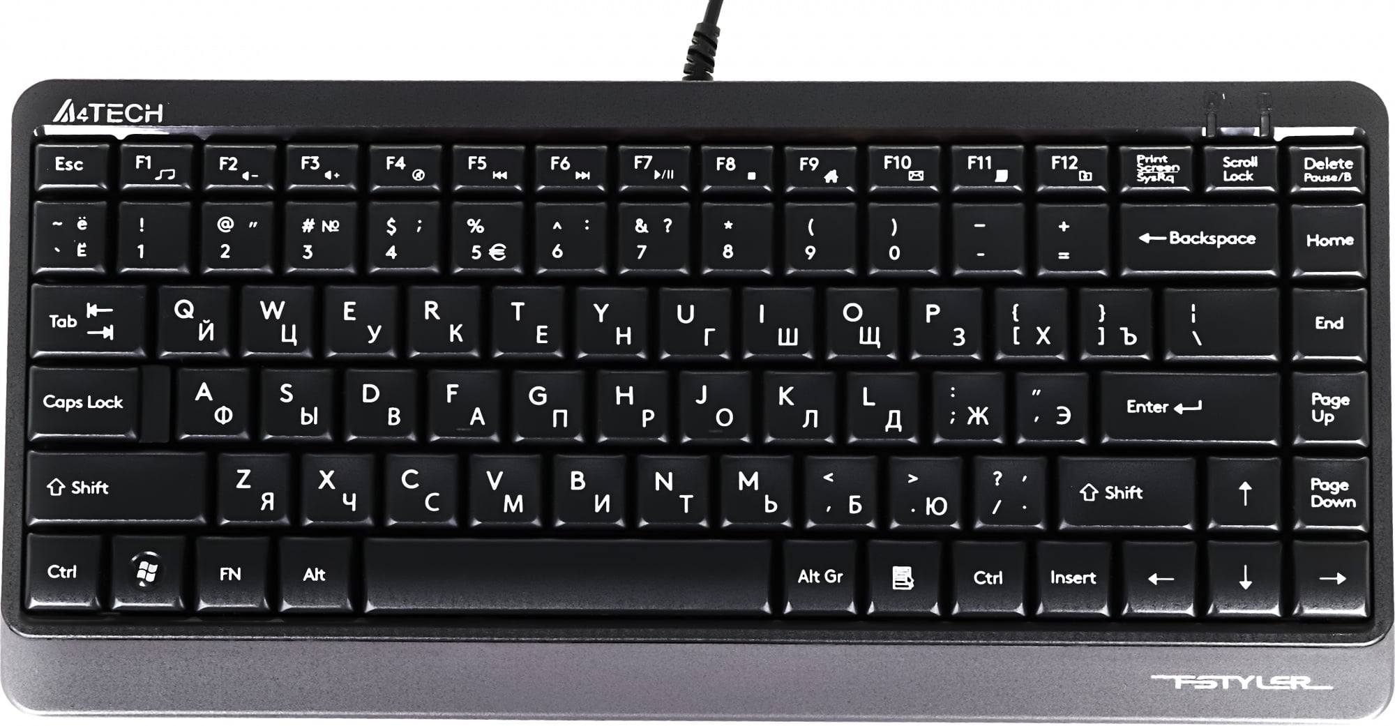 Клавиатура проводная A4TECH Fstyler FK11 черный/серый (USB, 86 клавиш) (FK11 USB (GREY))