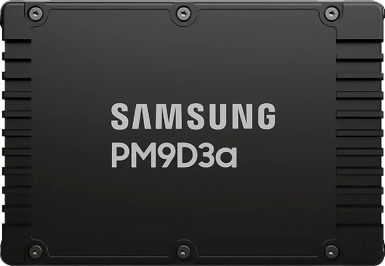 Твердотельный накопитель Samsung Enterprise SSD, 2.5"(SFF/U.2) 15mm, PM9D3a, 7680GB (7.68TB), PCIe5.0 1x4 NVMe 2.0, R12000/W6200WMb/s IOPS(R4K) 2000K/300K, MTBF 2.5M, 1DWPD/5Y TBW 14016TB, OEM, (replace MZQL27T6HBLA-00A07)