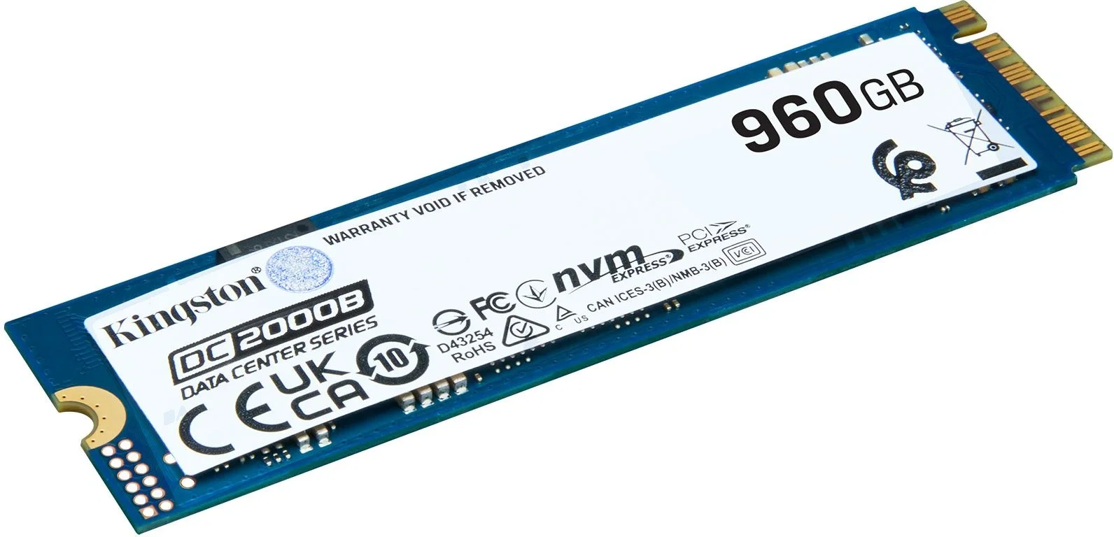 Твердотельный накопитель Kingston Enterprise SSD 960GB DC2000B M.2 2280 NVMe Gen4x4 R7000/W1300MB/s  3D TLC MTBF 2М 540 000/47 000 IOPS 700,8TBW (Data Center) 1 year