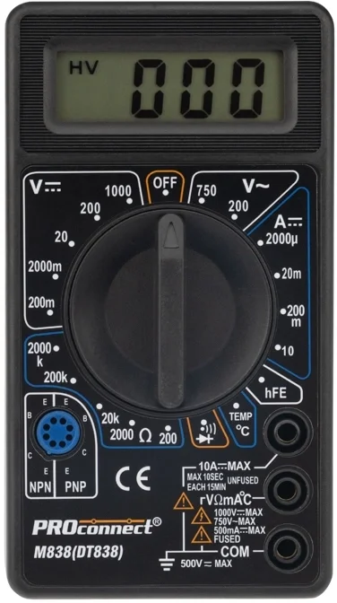 Мультиметр PROCONNECT 13-3013, M838, цифровой