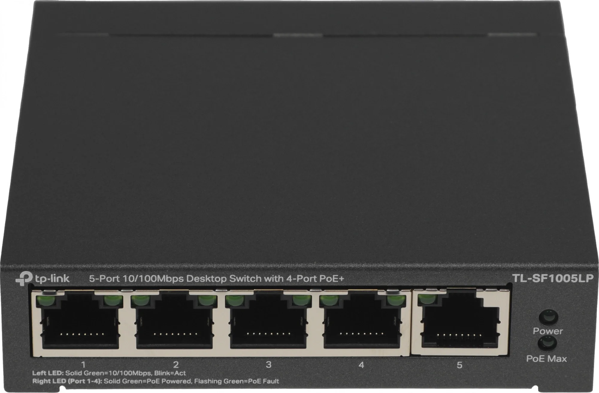 Коммутатор TP-Link TL-SF1005LP, 5×10/100 Мбит/с, 4×PoE, 41 Вт, Desktop