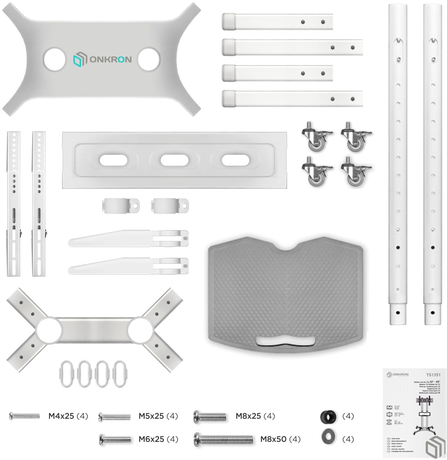 Подставка для телевизора Onkron TS1351 черный 32"-65" макс.50кг напольный мобильный
