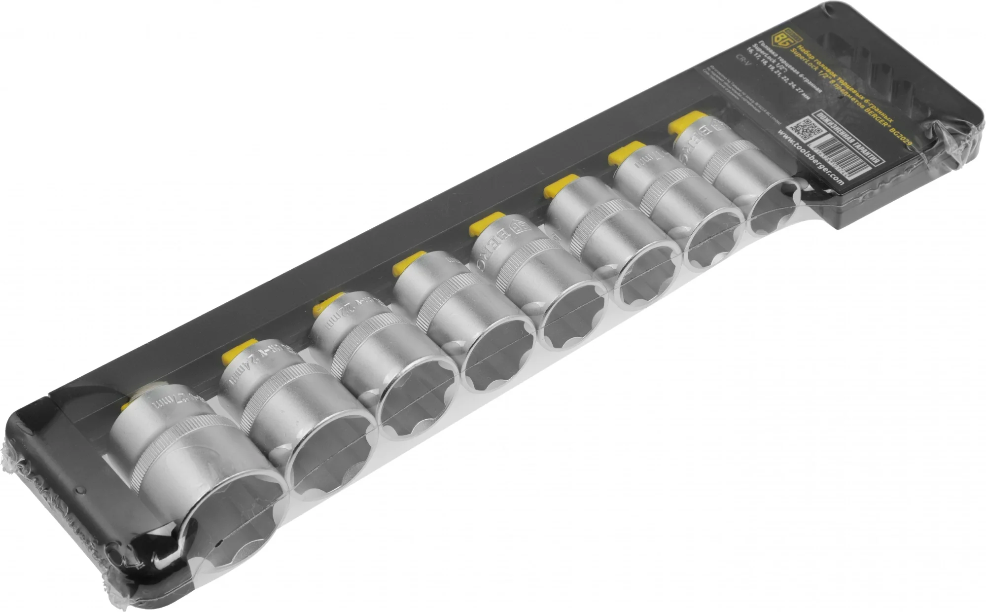 Набор головок BERGER BG2029 торцевых 1/2'' superlock 8предметов 16-27мм