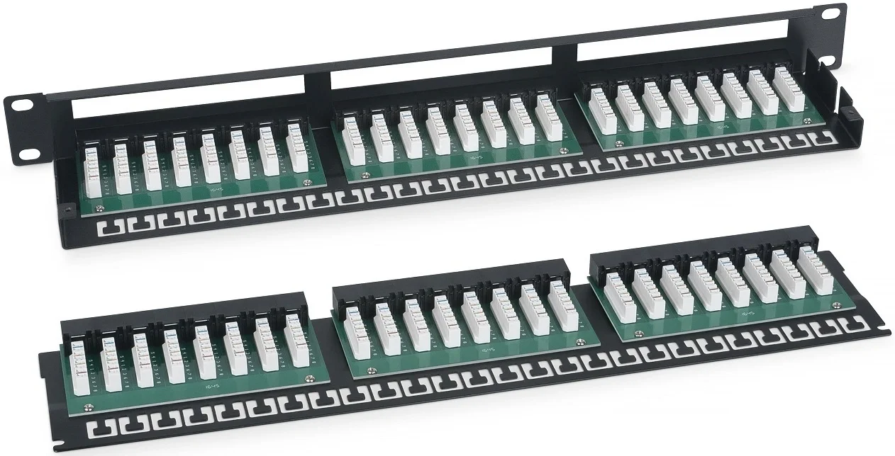PLHD-48-Cat.5e-Dual Коммутационная патч-панель Cabeus 19" 1HU портов: 48 х RJ45 кат. 5е неэкр. порты в 2 ряда цвет: чёрный