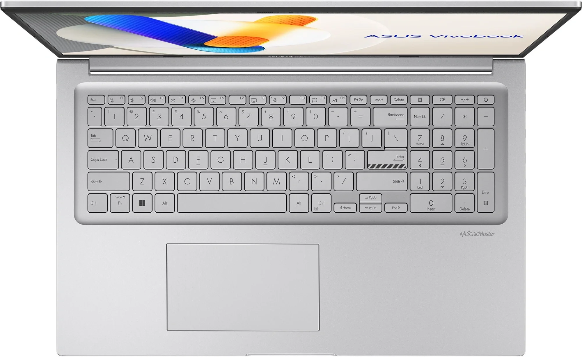 Ноутбук Asus Vivobook 17 X1704VA-AU1107 - 17.3", 1920x1080 (Full HD), 250-nit, Intel Core 7 150U 1800MHz, DDR4 16 ГБ, SSD 1 ТБ, Intel Graphics, Bluetooth, Wi-Fi, 3cell, серебристый, ОС не установлена, 90NB13X1-M00MT0