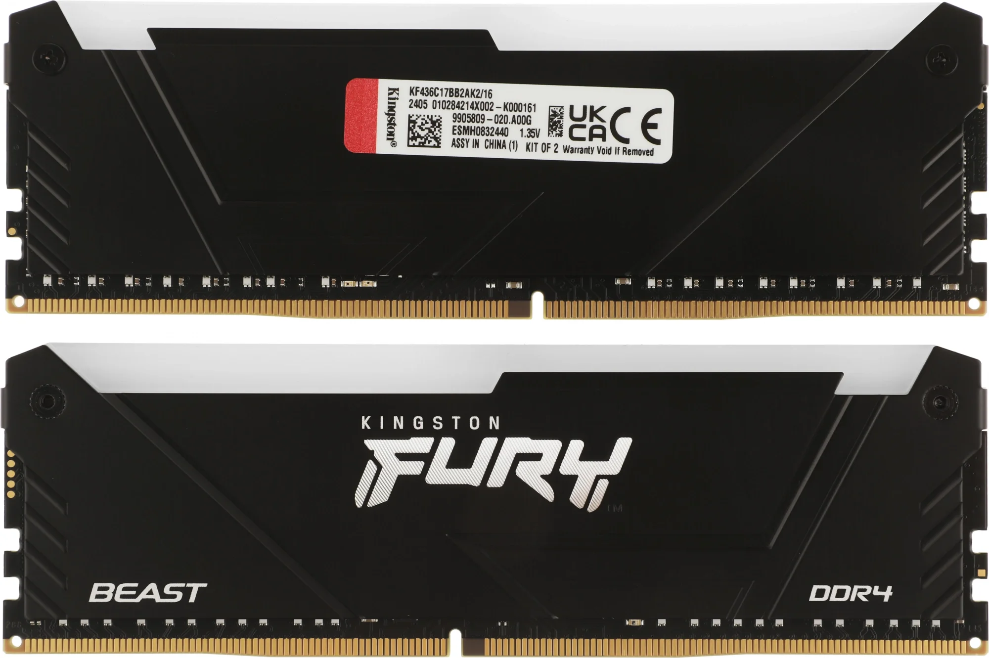 Память DDR4 2x8GB 3600MHz Kingston KF436C17BB2AK2/16 Fury Beast RGB RTL Gaming PC4-28800 CL17 DIMM 288-pin 1.35В kit single rank с радиатором Ret