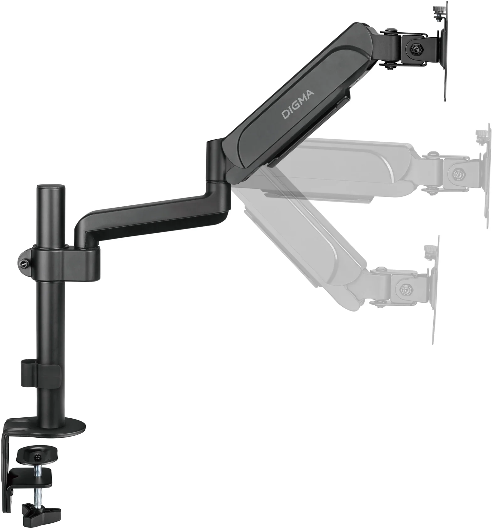 Кронштейн для мониторов ЖК Digma D-MM201 черный 17"-32" макс.9кг крепление к столешнице поворот и наклон
