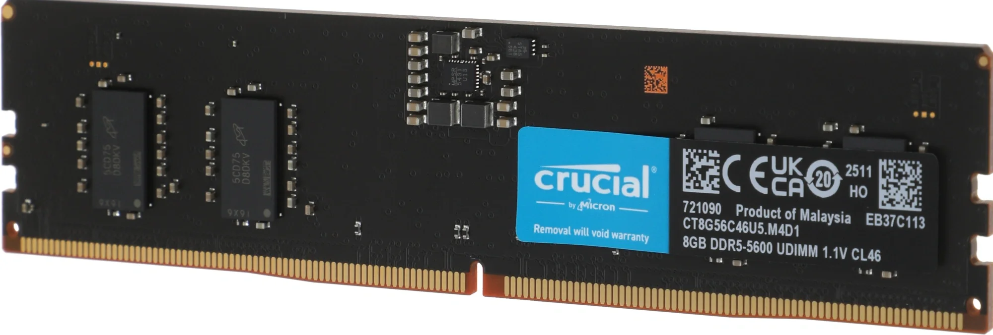 Оперативная память Crucial by Micron 8GB DDR5-5600 UDIMM (CT8G56C46U5) CL46 1.1V, 1 Year Warrаnty OEM