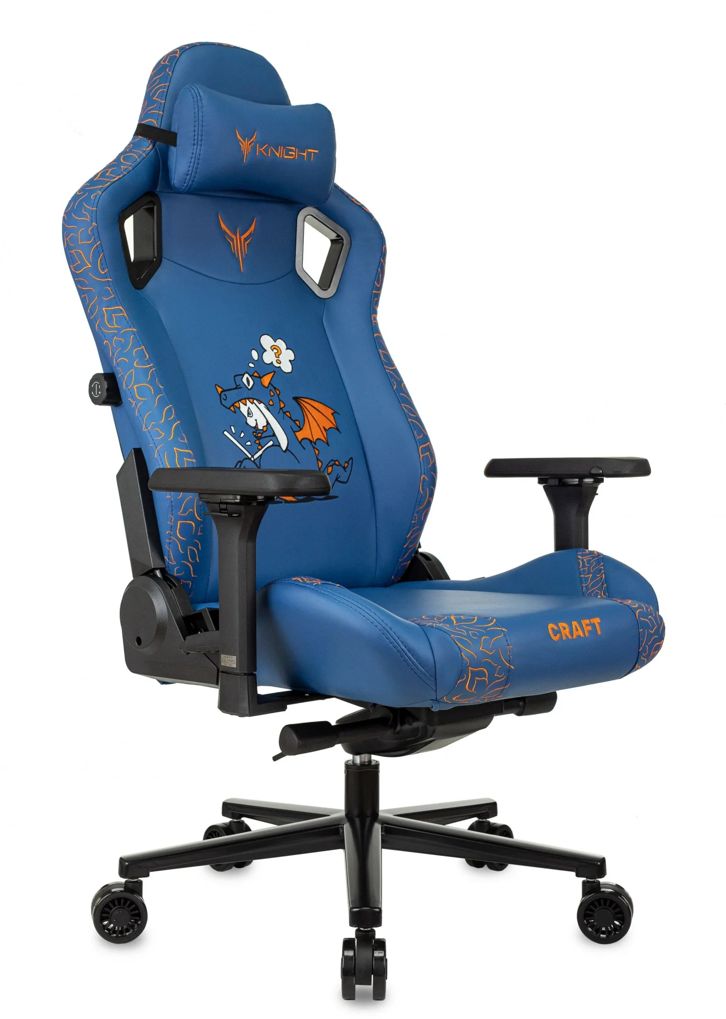 Кресло игровое Knight Craft Dragon синий экокожа с подголов. крестов. металл