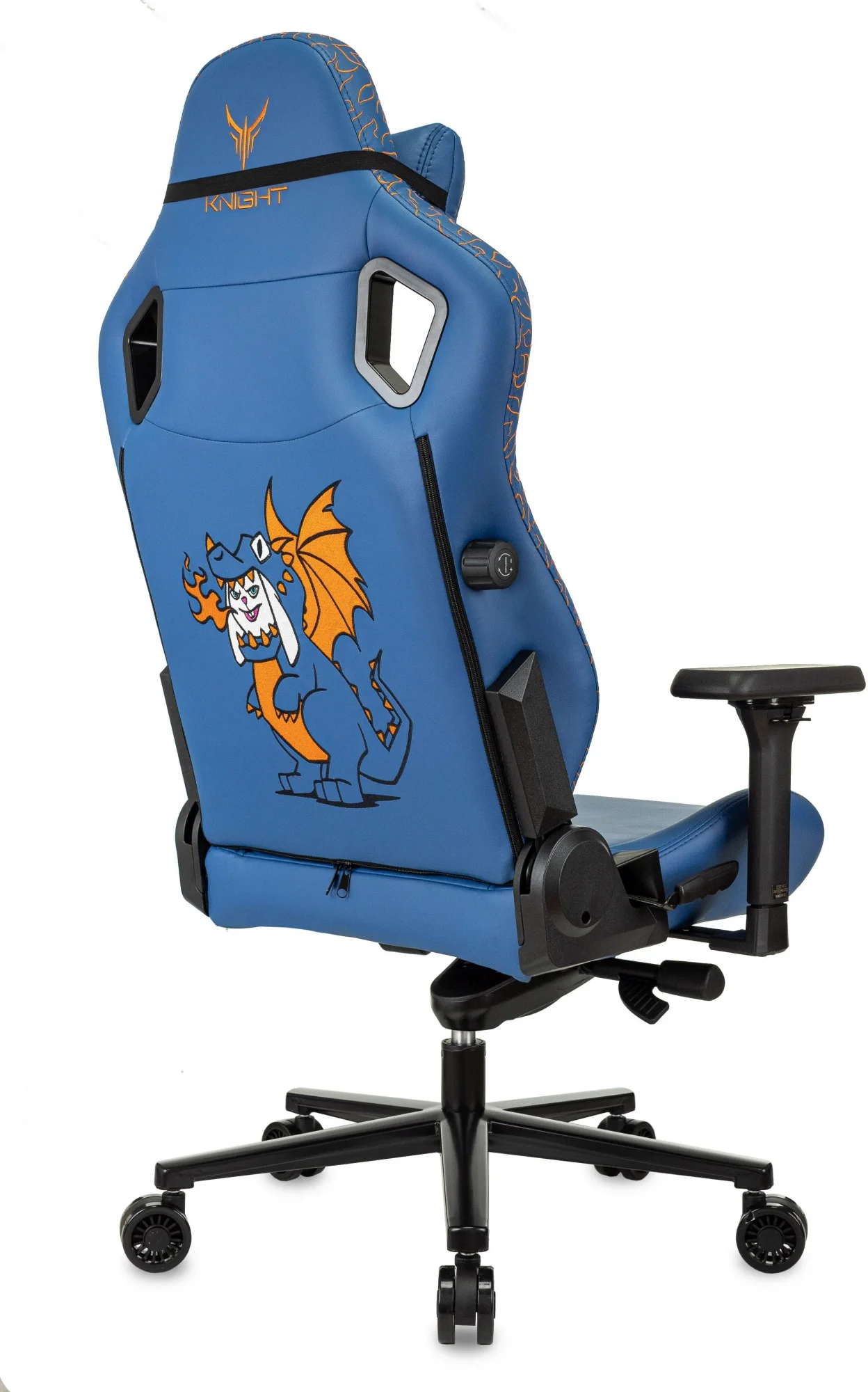 Кресло игровое Knight Craft Dragon синий экокожа с подголов. крестов. металл