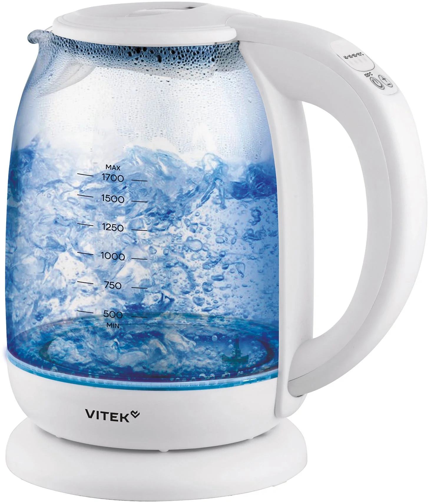 Чайник электрический Vitek VT-WK1045 1.7л. 2200Вт  белый корпус: стекло
