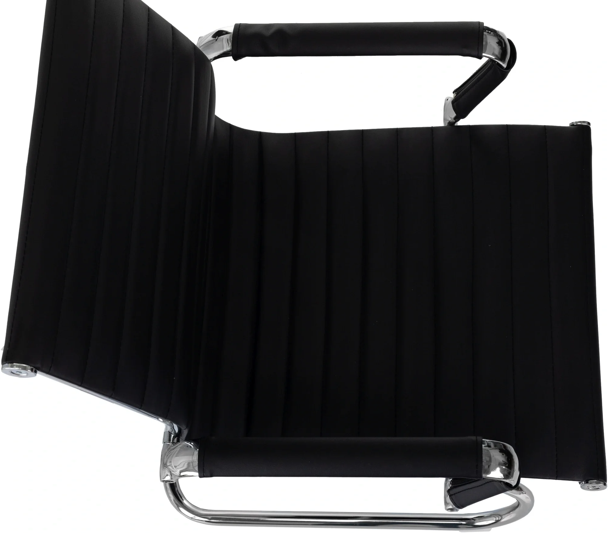 <103287> Кресло Бюрократ CH-883-LOW-V/BLACK (эко.кожа, металл хром, до 120 кг) Черный [CH-883-LOW-V/BLACK]
