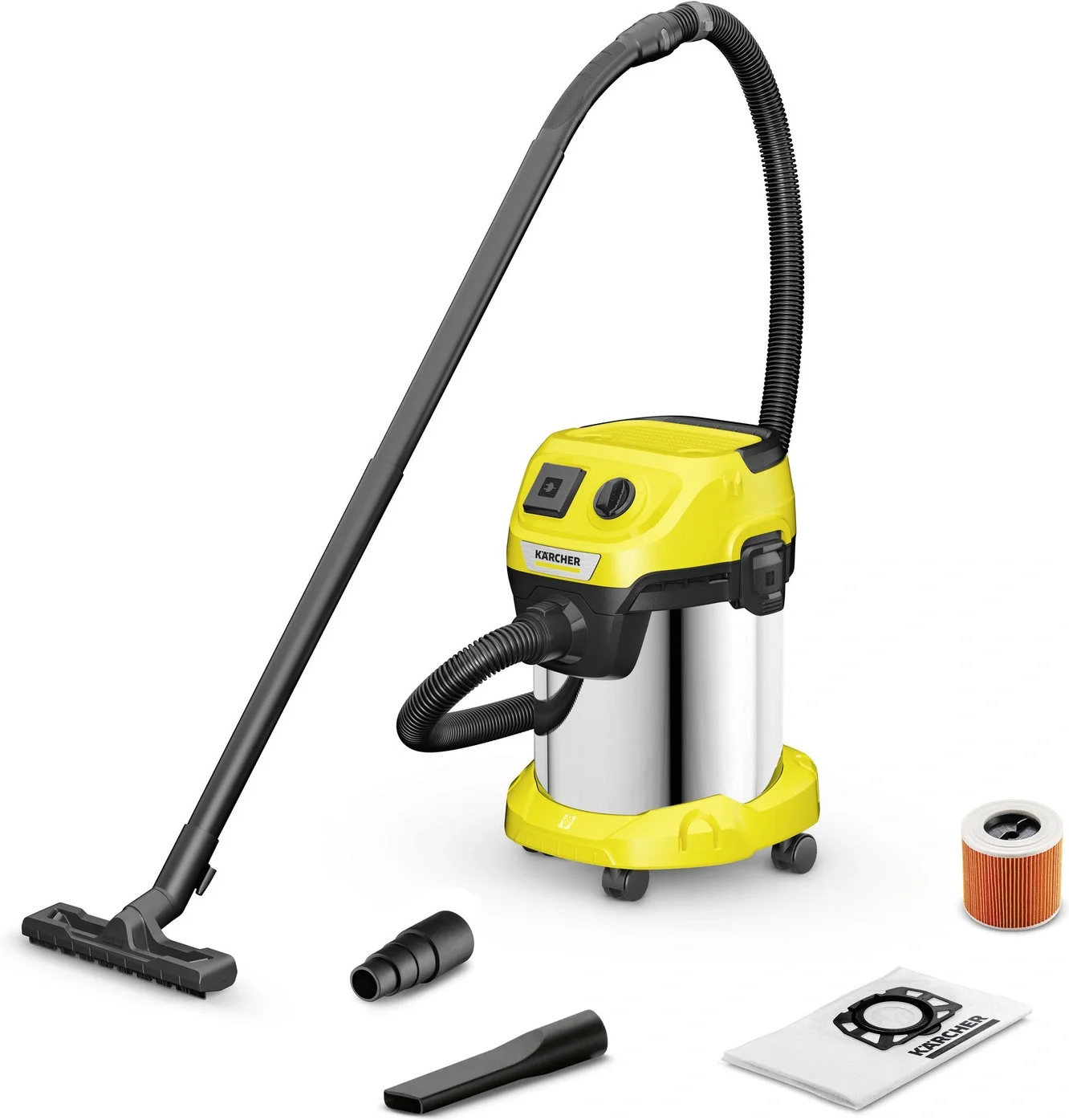 Строительный пылесос Karcher WD 3 P S V-17/4/20 1000Вт (уборка: сухая/влажная/выдув/сбор воды) желтый