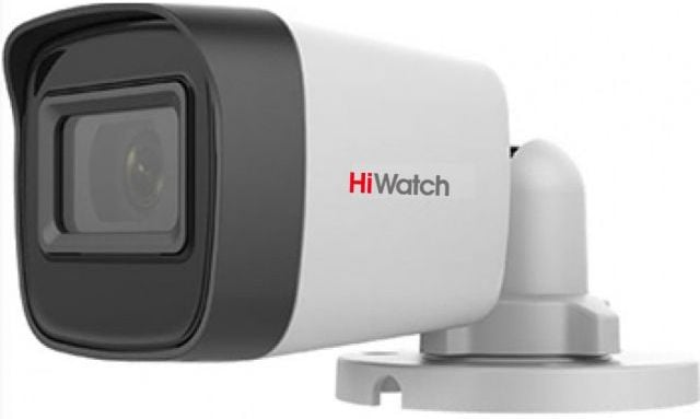 Камера видеонаблюдения аналоговая HiWatch DS-T520A (3.6MM), 2960x1665, 3.6 мм, микрофон, ИК+LED 30 м, 5Мп, 1/2.7" CMOS, уличная, цилиндрическая, 4-в-1 (HD-TVI/AHD/CVI/CVBS), белый