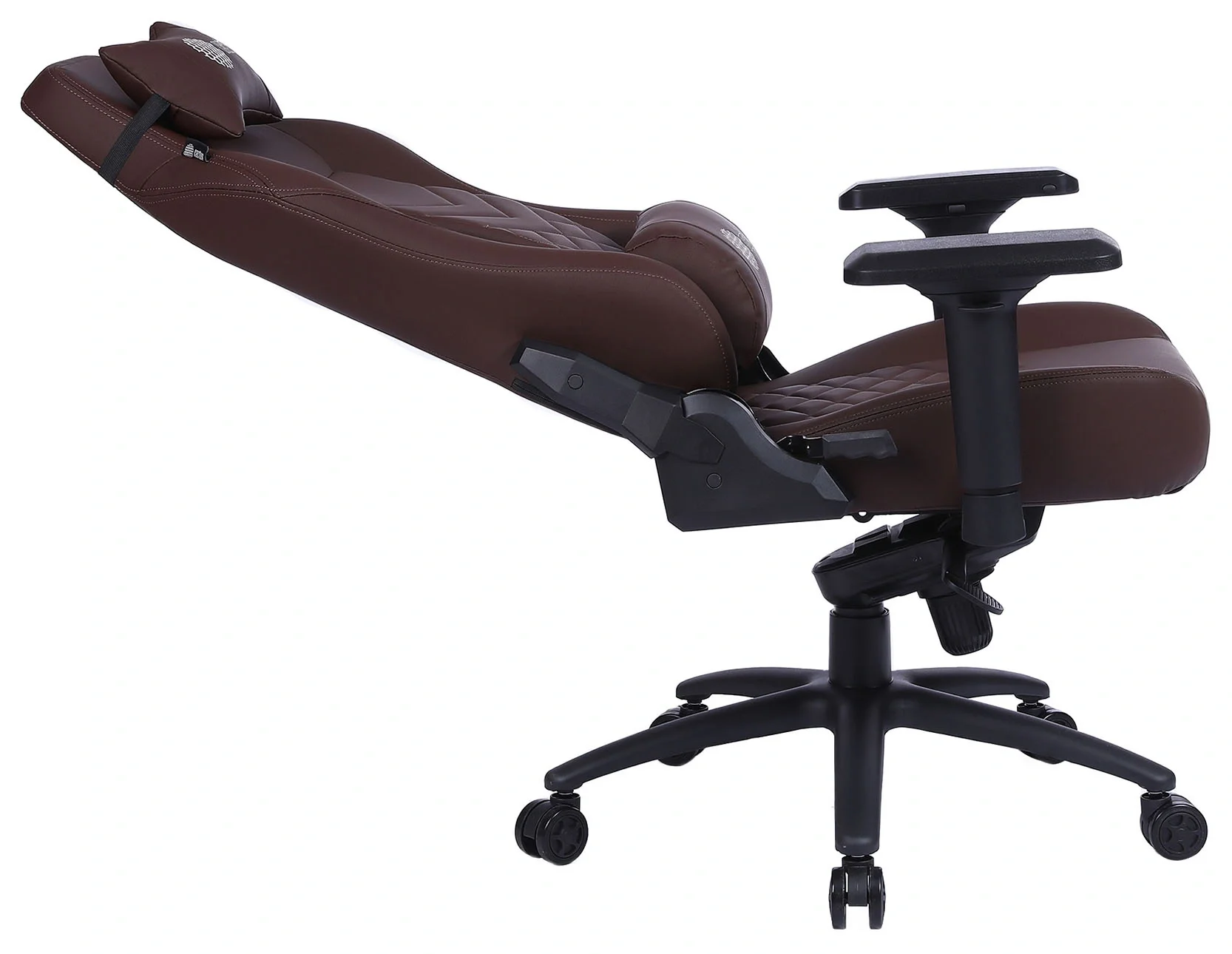 Кресло игровое Cactus CS-CHR-0112BR коричневый, сиденье коричневый, эко.кожа, с подголов. крестовина металл, пластик черный