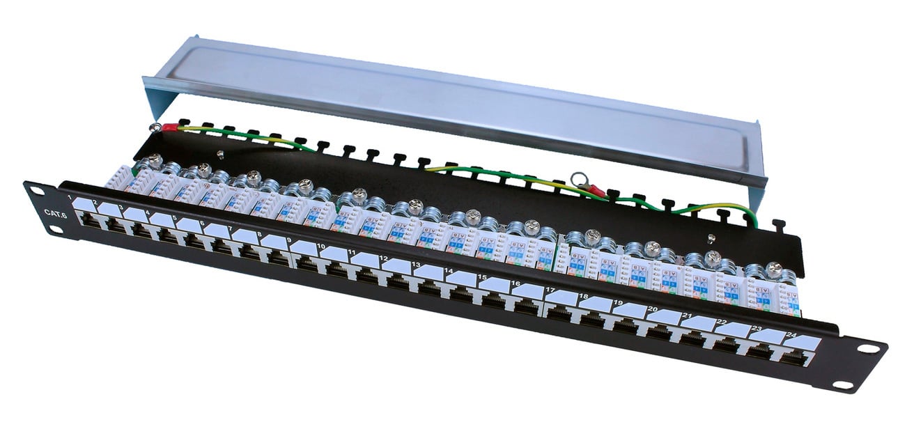 Монтажное оборудование Hyperline PP3-19-24-8P8C-C6-SH-110D Патч-панель 19", 1U, 24 порта RJ-45 полн. экран., категория 6, Dual IDC, ROHS, черный