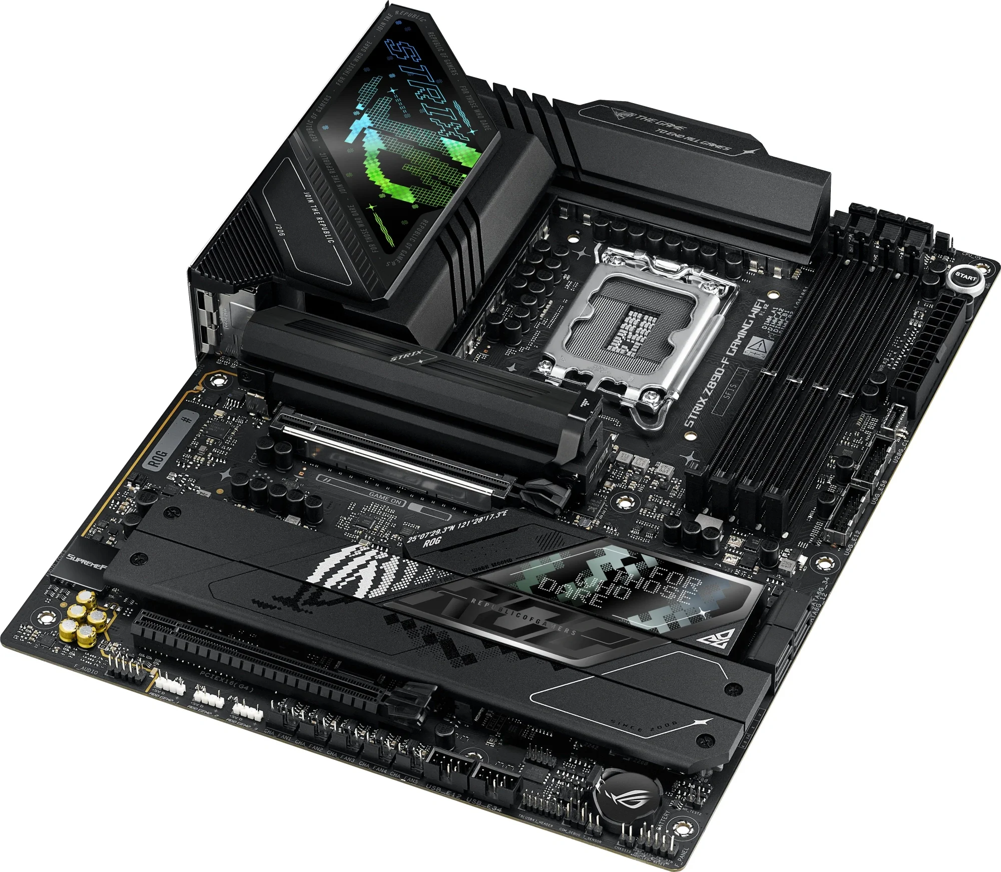 ASUS ROG STRIX Z890-F GAMING WIFI (Socket 1851,ATX, 4xDDR5(192GB), 1xPCIe 5.0x16/1xPCIe 4.0x16/1xLAN (2.5GbE), Wi-Fi, BT, 4xSATA 6Gb/s, 5xM.2, 2xThunderbolt 4 (USB-C), 2xType-C, 10xUSB 3.2, ATX)