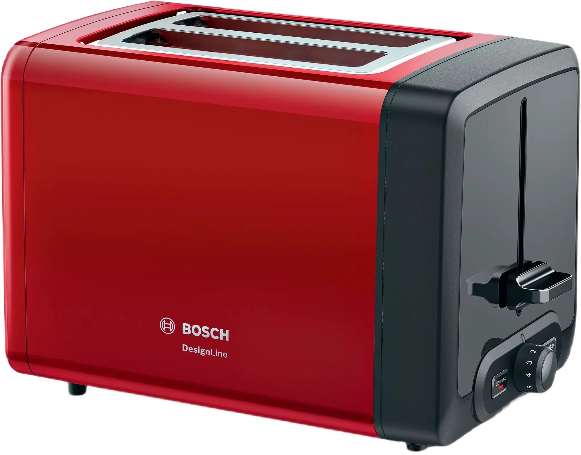 Тостер Bosch TAT4P424 красный/черный, 970 Вт, 2 слота