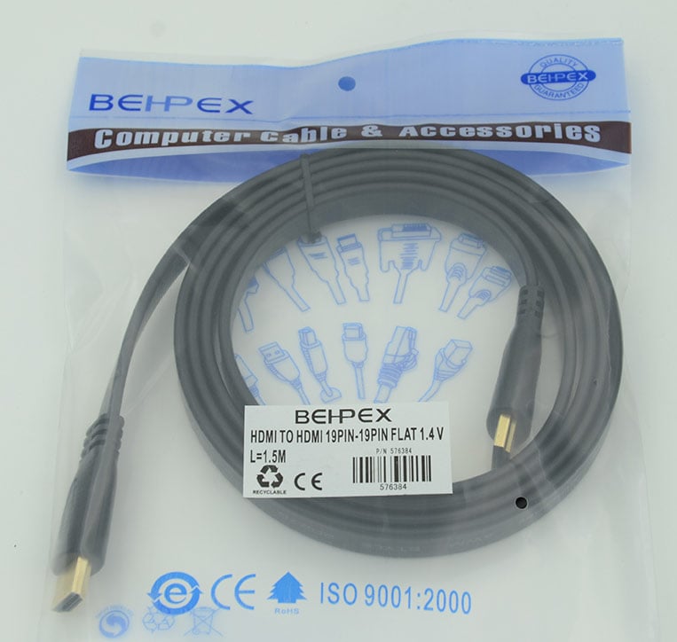 Кабель аудио-видео Flat v1.4 HDMI (m)/HDMI (m) 1.5м.