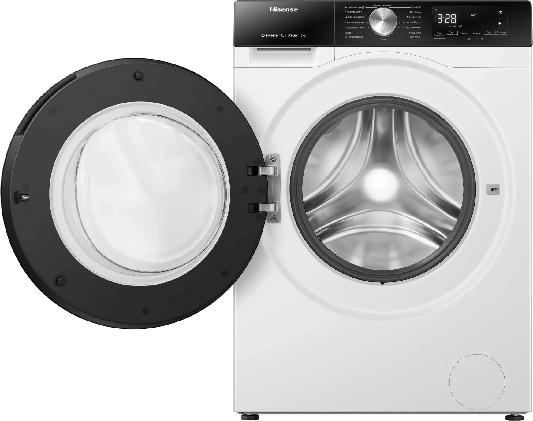 Стиральная машина Hisense WF3S6021BWU белая, загрузка фронтальная 6 кг, 1200 об/мин, класс A+++