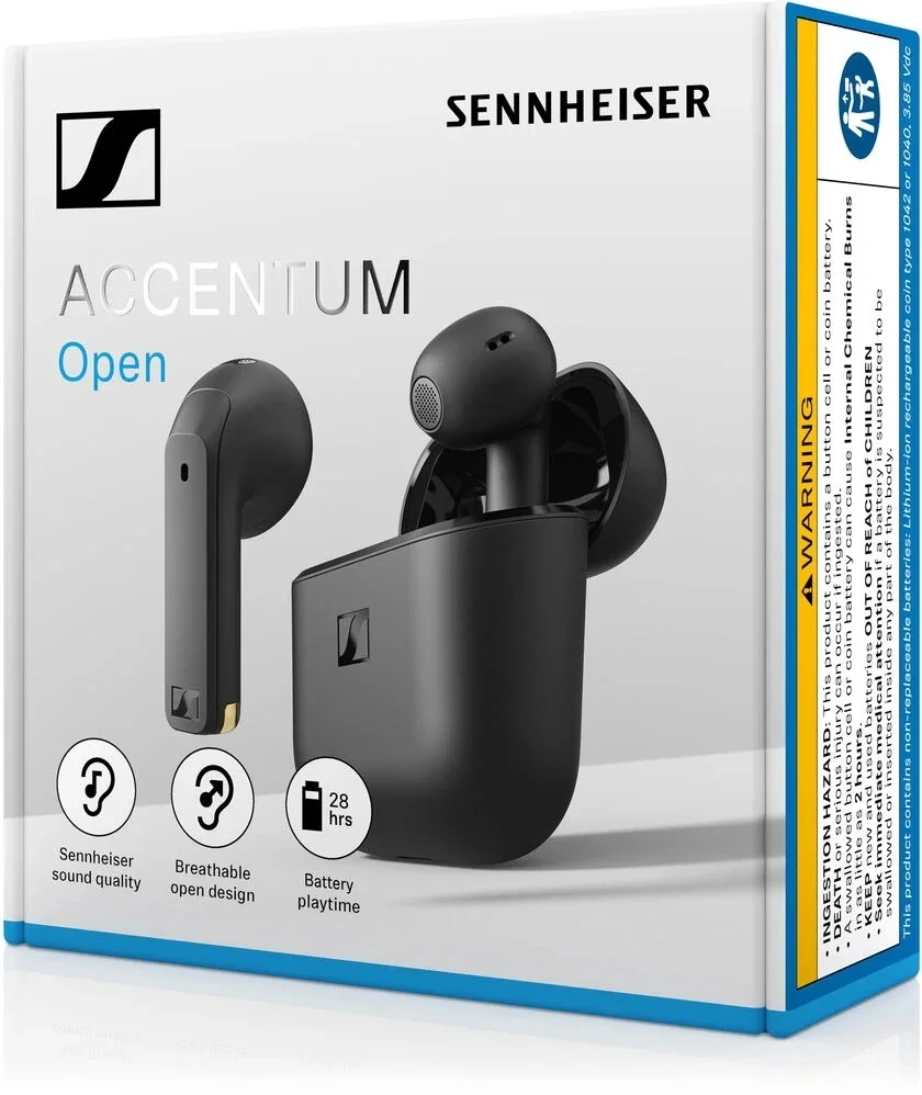 Гарнитура вкладыши Sennheiser Accentum Open черный беспроводные bluetooth в ушной раковине (700430 OTW1 BLACK)